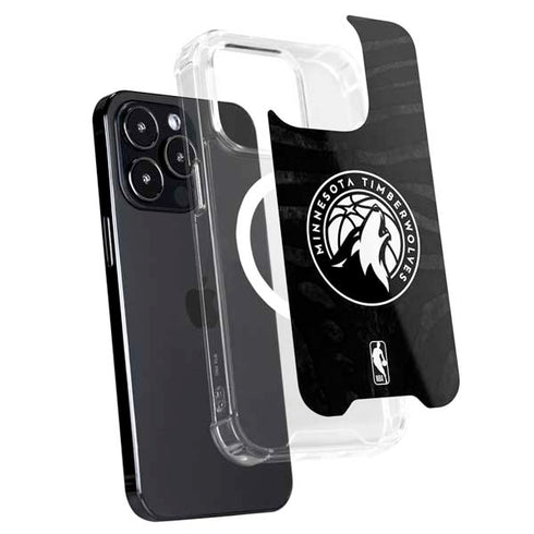 NBA Minnesota Timberwolves Black Animal Print iPhone 15 Pro MagSafe Case